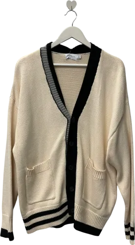 Topman Cream Oversized Collegiate Cardigan UK S