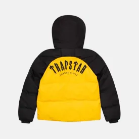 Trapstar Irongate AW23 Hooded Puffer Jacket - Black/Yellow