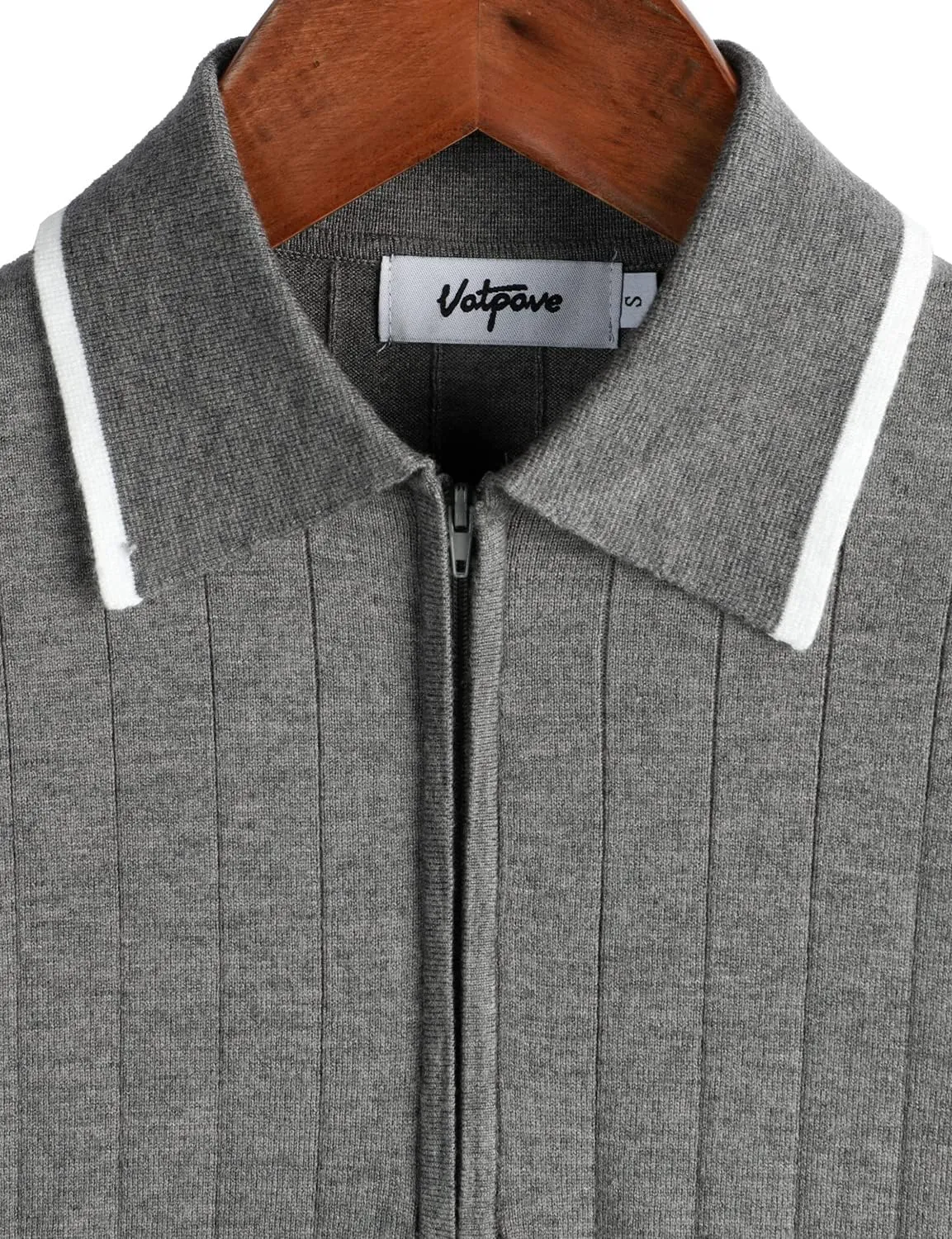 VATPAVE Mens Knit Polo Shirts Casual Short Sleeve Classic Ribbed Golf Shirt