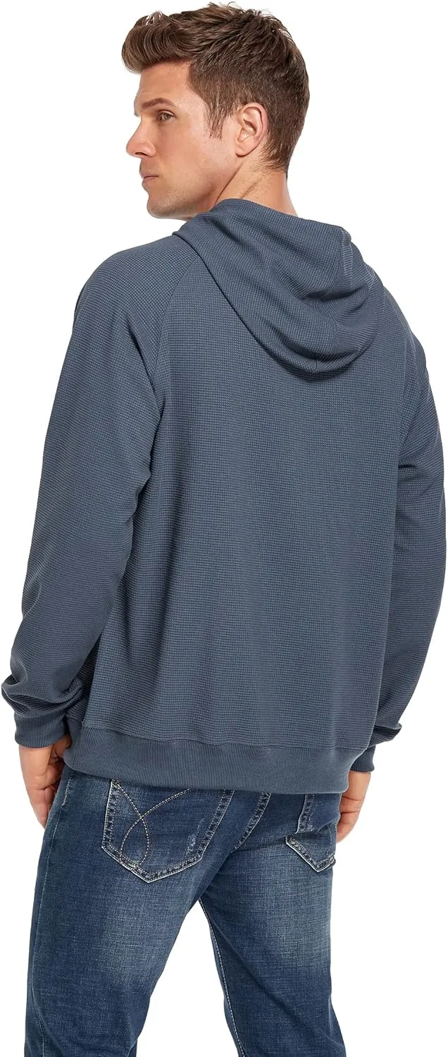 VICT POPU Hoodies For Men Pullover Long Sleeve hooded Plaid Jacquard With Big Pockets Solid Color Sweatshirt