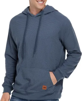VICT POPU Hoodies For Men Pullover Long Sleeve hooded Plaid Jacquard With Big Pockets Solid Color Sweatshirt