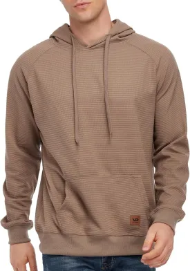 VICT POPU Hoodies For Men Pullover Long Sleeve hooded Plaid Jacquard With Big Pockets Solid Color Sweatshirt