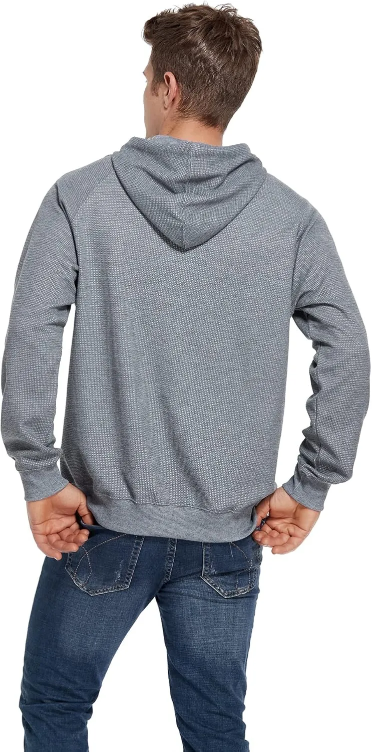 VICT POPU Hoodies For Men Pullover Long Sleeve hooded Plaid Jacquard With Big Pockets Solid Color Sweatshirt