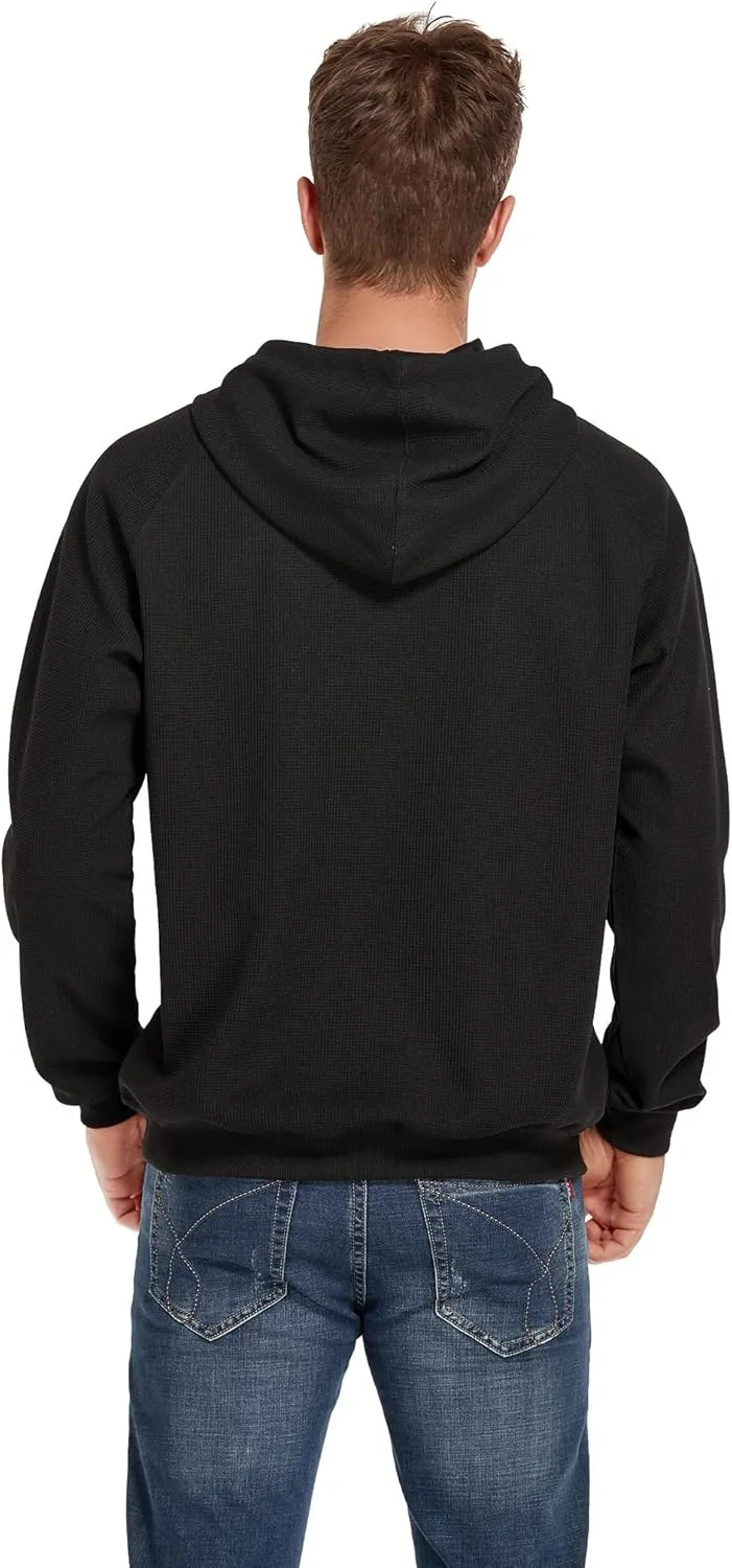 VICT POPU Hoodies For Men Pullover Long Sleeve hooded Plaid Jacquard With Big Pockets Solid Color Sweatshirt