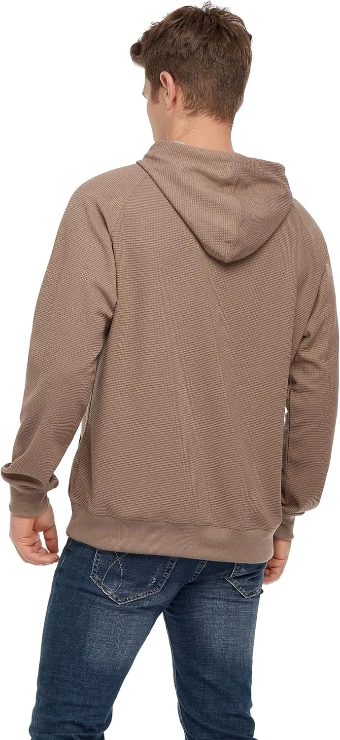 VICT POPU Hoodies For Men Pullover Long Sleeve hooded Plaid Jacquard With Big Pockets Solid Color Sweatshirt