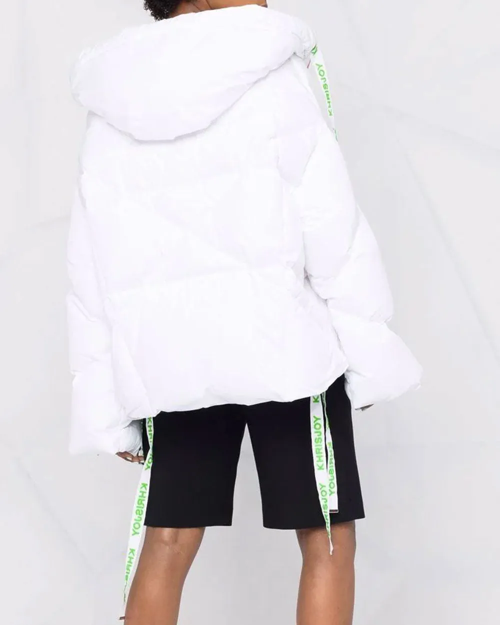 White Iconic Neon Puffer Jacket