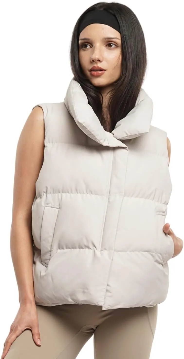 Women Puffer Vest, Oversized Sleeveless Cropped Winter Vests Outerwear, Versatile Padded Warm Puffy Gilet Trendy