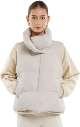 Women Puffer Vest, Oversized Sleeveless Cropped Winter Vests Outerwear, Versatile Padded Warm Puffy Gilet Trendy