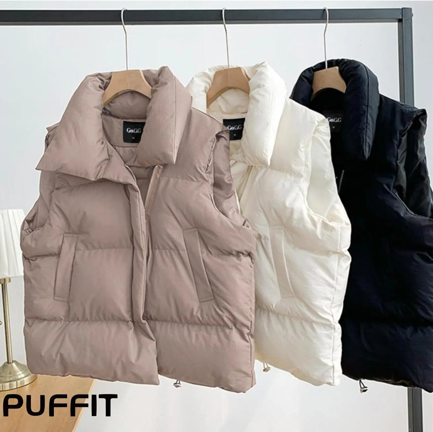 Women Puffer Vest, Oversized Sleeveless Cropped Winter Vests Outerwear, Versatile Padded Warm Puffy Gilet Trendy