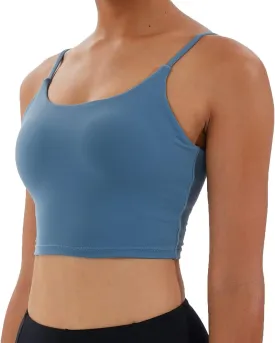 Women's Strappy Stretch Sports Bra Longline Yoga Tank Top Fitness Bra Workout Camisole Crop Tops for Teen Girl