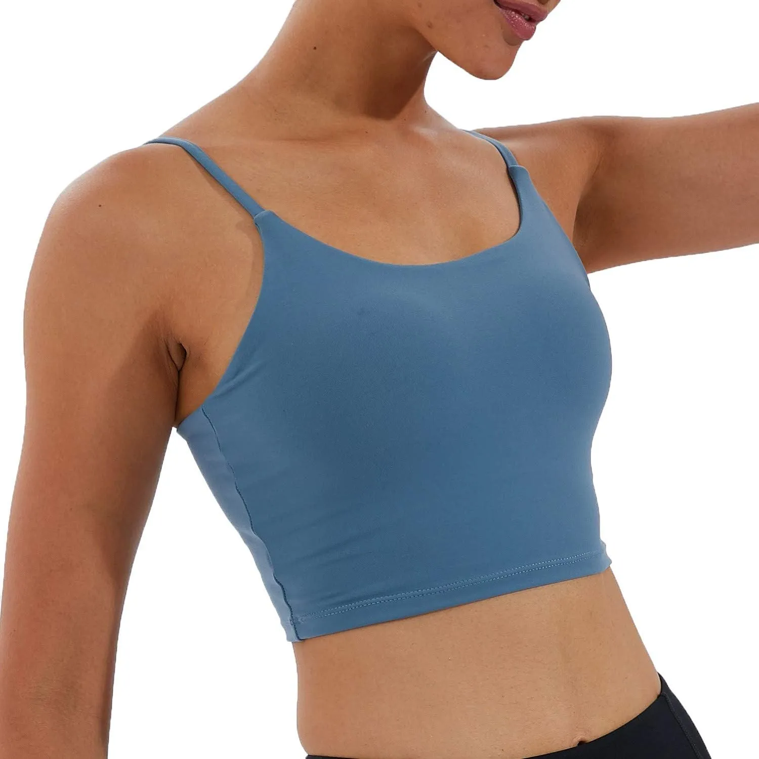 Women's Strappy Stretch Sports Bra Longline Yoga Tank Top Fitness Bra Workout Camisole Crop Tops for Teen Girl
