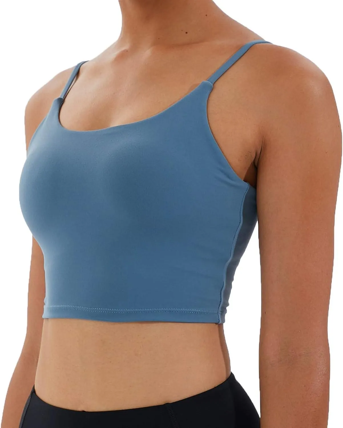 Women's Strappy Stretch Sports Bra Longline Yoga Tank Top Fitness Bra Workout Camisole Crop Tops for Teen Girl