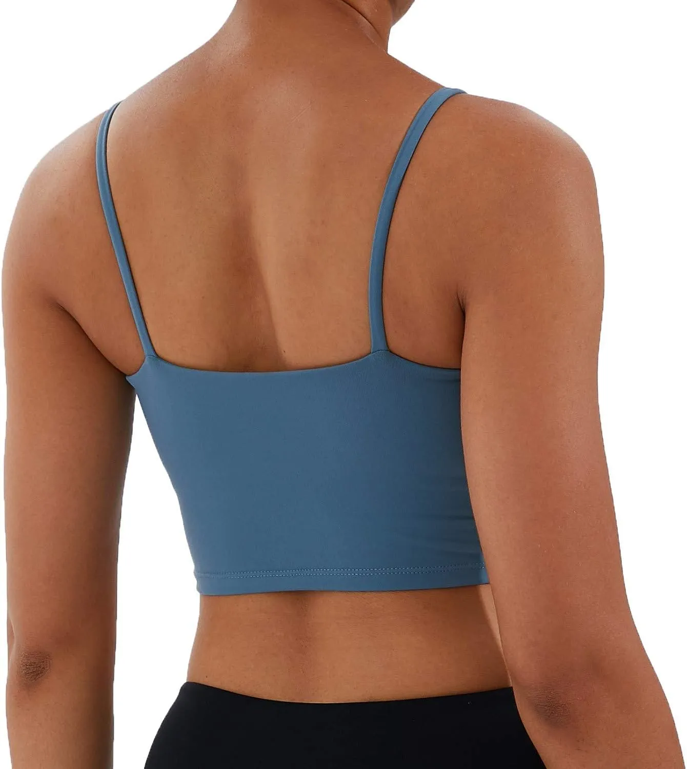 Women's Strappy Stretch Sports Bra Longline Yoga Tank Top Fitness Bra Workout Camisole Crop Tops for Teen Girl
