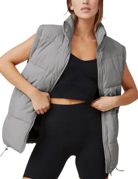 Zhiyouni Womens Puffer Vests Sleeveless Puffy Jackets Stand Collar Zipper Coats