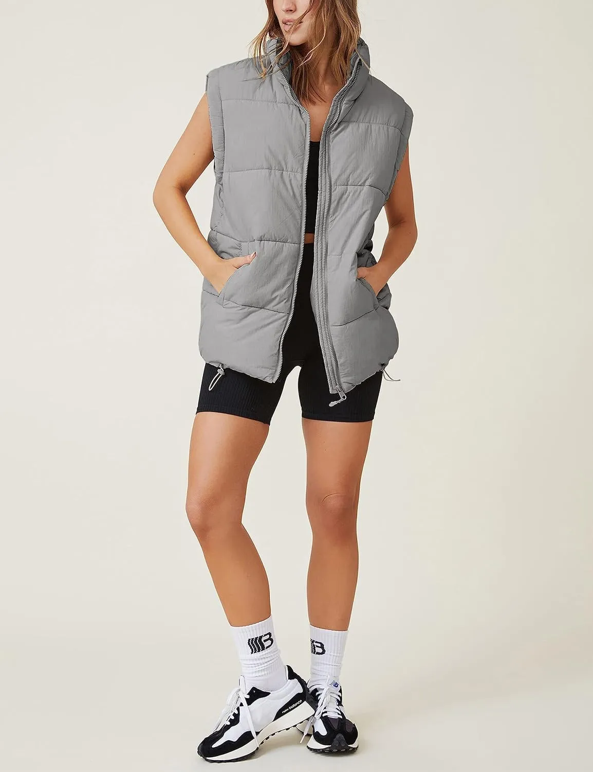 Zhiyouni Womens Puffer Vests Sleeveless Puffy Jackets Stand Collar Zipper Coats